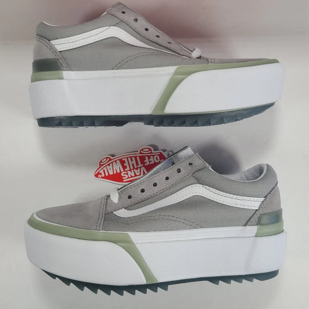 Vans Old Skool Stacked Platform Pastel Drizzle True White Sneakers Women Size 5 - Picture 7 of 12
